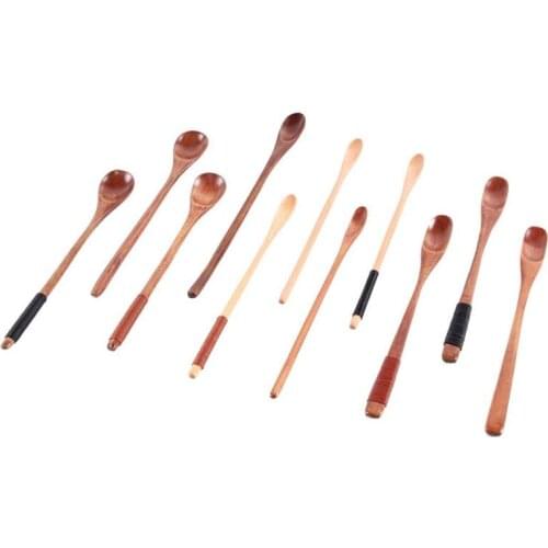 Wooden Spoon Coffee Dessert Soup Teaspoon Children Gift Long Handled Creative Solid Wooden Stirring Spoon Kitchen Cooking Tool