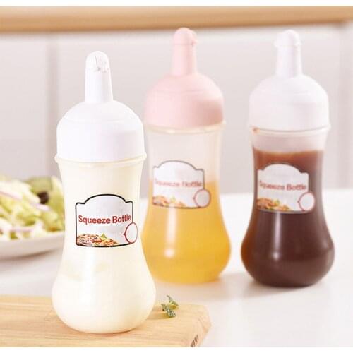 Condiment Squeeze Bottles Leakproof Oil Dispenser Squeeze Squirt Sauce Vinegar Oil Ketchup Gravy Cruet Bottles Kitchen Gadget