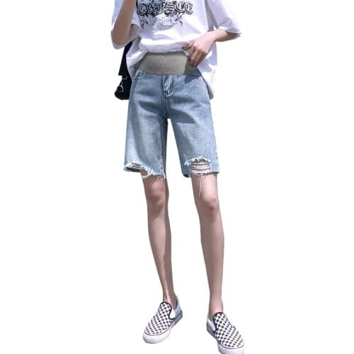Denim Maternity Shorts Elastic Waist Belly Casual Clothes for Pregnant Women Maternity Short Jeans Plus Size Pregnancy Shorts
