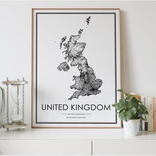 United Kingdom Country Road map Nordic Living Room Decoration Canvas Poster Modern Home Decor Art Print Painting