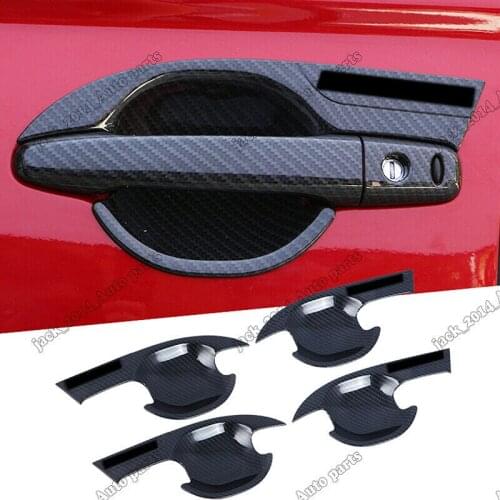 Carbon Fiber Door Handle Bowl Cup Cover 4pcs For Mitsubishi Outlander 2007-2019 Auto Accessory Exterior decoration Trim