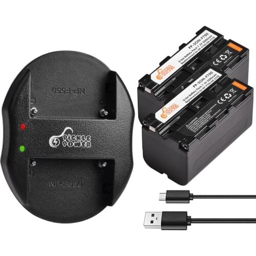 2Pc NP-F750 NP-F770 5200mAh Battery + Dual Charger for Sony NP-F970 F550 F330 F960 F570 F530 F975 F930 QM91D CCD-RV100 TRU47E