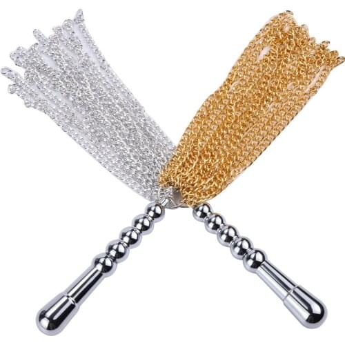 New Metal Chain Whip With Anal Beads Bdsm Slave Spanking Paddle SM Bondage Flogger Whip Sex Toys For Couples Adult Games