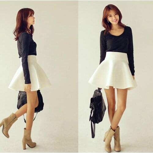 S-2XL Plus Size Sexy Skirt Women 2021 Solid Thick Tutu Skirts High Waist Flared Super Mini Skater Super Short Skirt