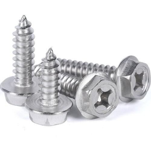 304 Stainless Steel Self-Tapping Phillips Hex Screw Cross Hexagonal Flange Cross Head Screws Wood Nail M3 M4 M5 M6