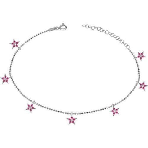 Silver Pink Cubic Zirconia Star Silver Bracelet, best present options for Your Loved Ones