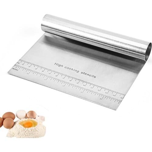 Polexin Stainless Steel Cake Scraper Cooking Dough Scraper With Scale Noodle Knife DIY Baking Decorating Tools