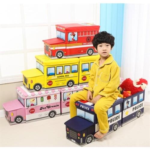 DIY Creative Foldable Cartoon Car Storage Box Chair Stool Vehicle Model Multifunction Early Education Toys For Children Kids