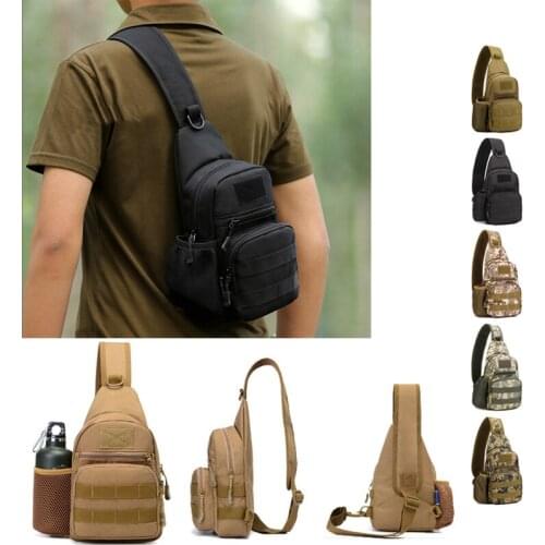 Military Tactical Shoulder Bag Outdoor Hiking Riding Bag Portable Multifunctional Chest Bag Water Bottle Hanging Bag