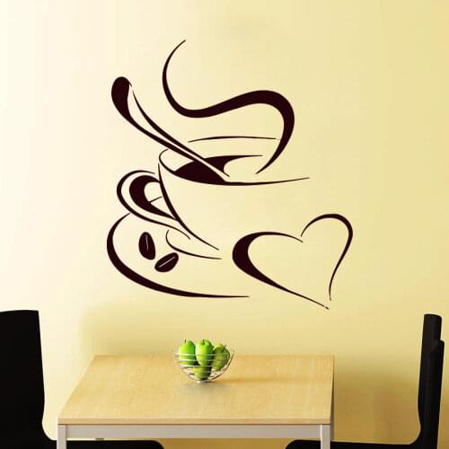 YOYOYU 40 colors Art Vinyl wall sticker "Coffe Cup with Love" Removeable Wall decal Kitchen Saloon wall Decor Art Poster ZX083