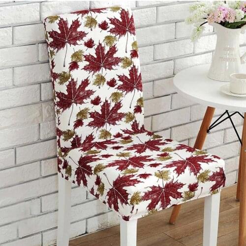 Leaf Pattern Spandex Stretch Dining Chair Protector Cover Removable Washable Dining Room Shabby Chair Slipcover Decoration 30