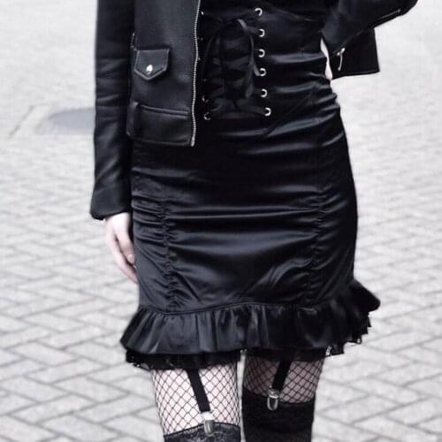 Hot Sale Runway Womens Bandage Skirt Black High Waist Lace Pencil Skirt Women Zipper Streetwear Slim Sexy Club Wrap Skirts Lady