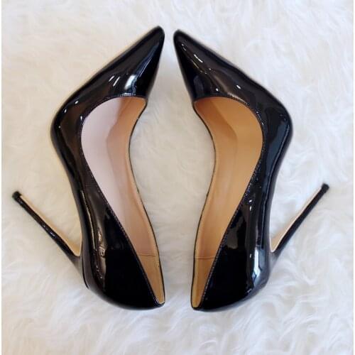 Free shipping fashion women Pumps Black patent leather platform high heels shoes boots 12cm 10cm 8cm real leather Stiletto Heeld