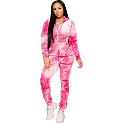 Women Two Piece Outfits Pink Clothing Long Sleeve Sweatshirt Coat Top + Skinny Stacked Legging Trousers Lounge Wear 2020