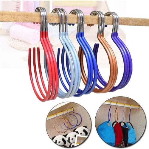 1pc Stainless Steel Round Wardrobe Hanger Multifunctional Scarf Belts Hat Holder Home Metal Round Hanger Storage Supplies