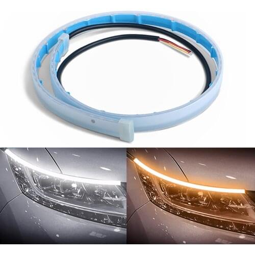 2pcs Led DRL Car Daytime Running Lights Flexible Waterproof Auto Turn Signal Yellow Brake Side Headlights Light Car Accessories