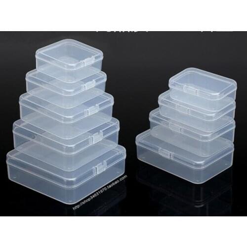 20pcs/lot Transparent Plastic Small square Boxes Packaging Storage Box With Lid for jewelry box Accessories Finishing Box