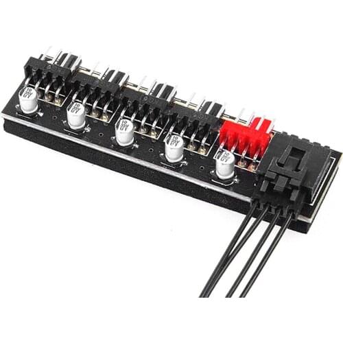 5 Port PC Fan Hub Splitter Speed Controller Adapter for 4 Pin PWM Cooler Cooling Fan Computer Cables Connectors Accessories