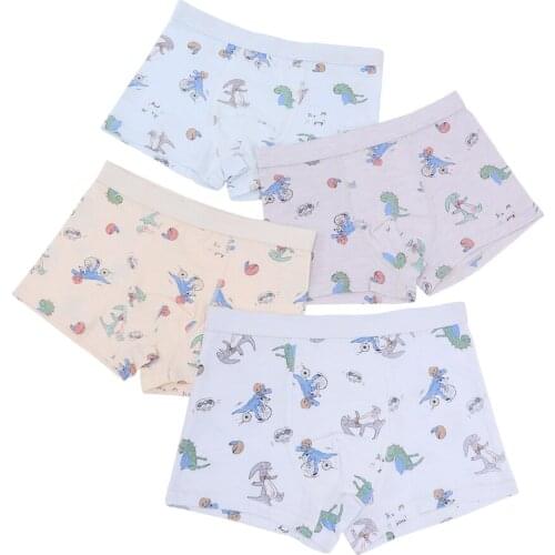 5pcs/Lot Four Seasons Wear High Quality 95%Cotton Cartoon Boys Lycra Cutedinosaur Cotton Panties Set Childrens Flat Underwear