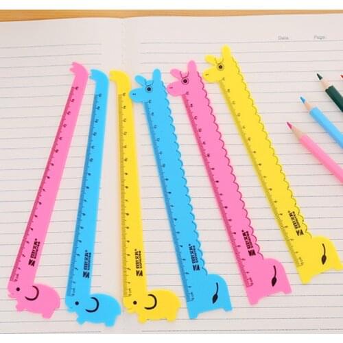 5 PCS Cute Animal Cartoon Giraffe Plastic Straight Ruler Papelaria Creative Stationery School Supplies 15cm