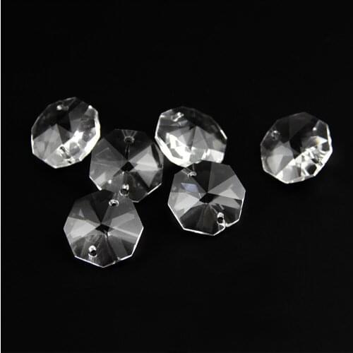 900pcs/Lot 18mm Octagon Glass Beads In 2 Holes For Wedding Party Event Crystal Bead Chain Crystal Garland Strand