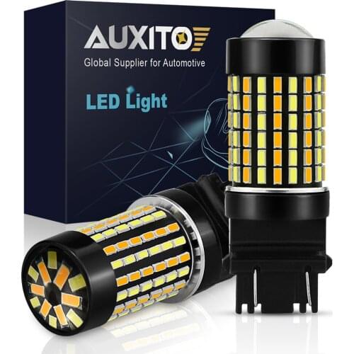 AUXITO 2x P27/7W T25 Led 3157 3156 LED Bulb 3014 SMD LED Car Rear Brake Light Parking 12V Dual Color Amber White DRL Auto Lamp
