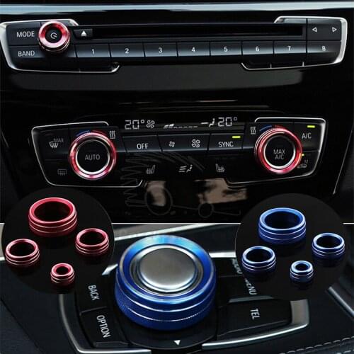 Car Style Air Conditioner Buttons Audio Circle Accessories Car Multimedia Control Button Decoration Sticker Cover For BMW 2 218i