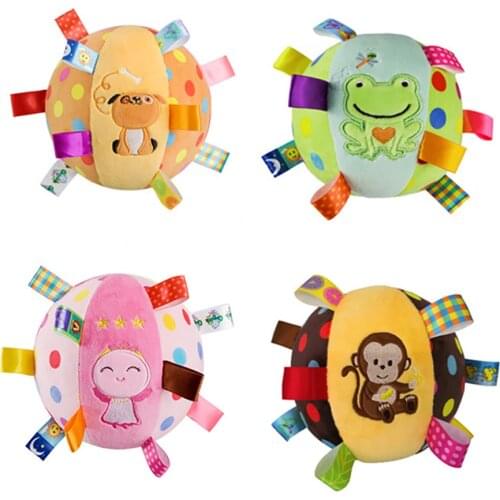 Baby Rattle Learning Infant Hand Grasp Ball Toy Ring Bell Animal Design Gift Toddler Interaction Educational
