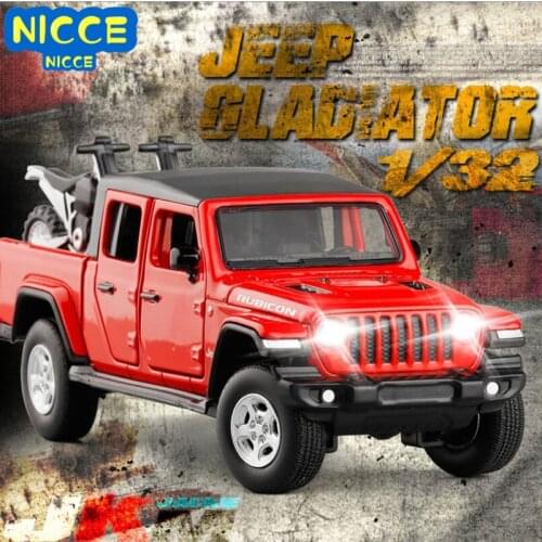 1:32 Alloy Diecast Off-road Vehicle Model Jeep-gladiator Sound Light Steering Suspension Model Pickup Truck Collection Toys Car