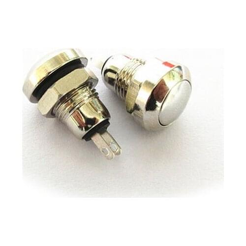 HOT NEW Micro power switch Round metal button switch waterproof automatic power start doorbell button silver point 8mm 2PIN