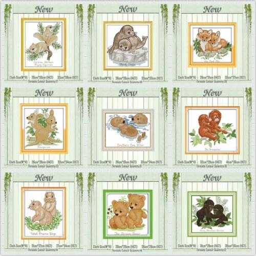 Dogs wolf lion bear foxes animals painting 11CT patterns printed on canvas DMC 14CT Cross Stitch Needlework Sets Embroidery kits