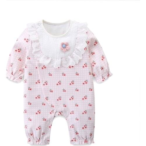 Baby Girls Rompers Striped Flowers Print Newborn Gifts Infant Jumpsuits Kids Clothes 0-2Y