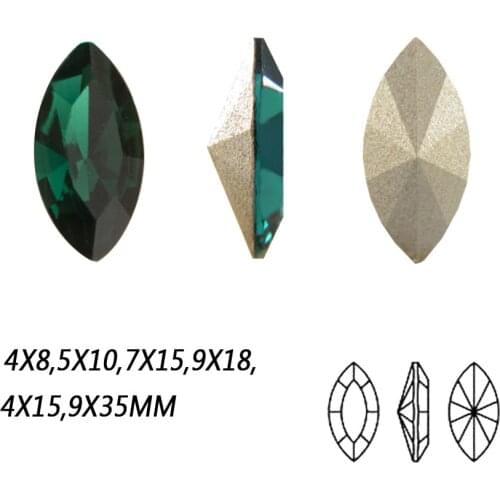 Pointback Crystal Rhinestones DIY Emerald Color Nattve Shape Crystal Rhinestone For Wedding Garment Crafts Decoration