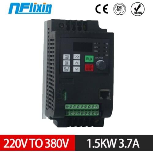 Frequency Converter Adjustable Speed VFD Inverter 1.5KW/2.2KW/4KW 3P 220V to 380V for Motor Frequency inverter