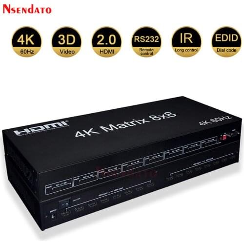 4K 60Hz HDMI 2.0 Matrix Switch splitter 8X8 HDMI Matrix Conmutador Splitter 8 in 8 out with IR RS232 EDID for Computer Monitor