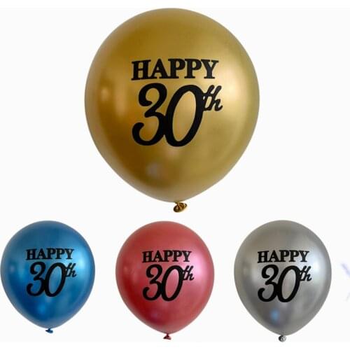 Metal Gold Blue Silver Red 30th Baby Balloons Baby Shower Happy 30th Birthday Party Decor 30 number Balls Inflatable Air Globos