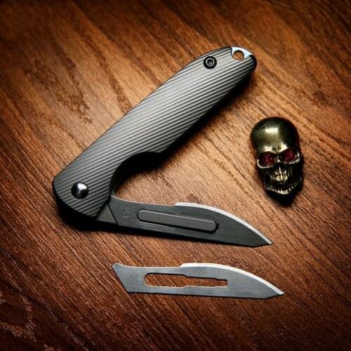 Scalpel Titanium Alloy EDC Utility Knife Self-defense Multifunctional Folding Mini Knife Can Pass Security Inspection