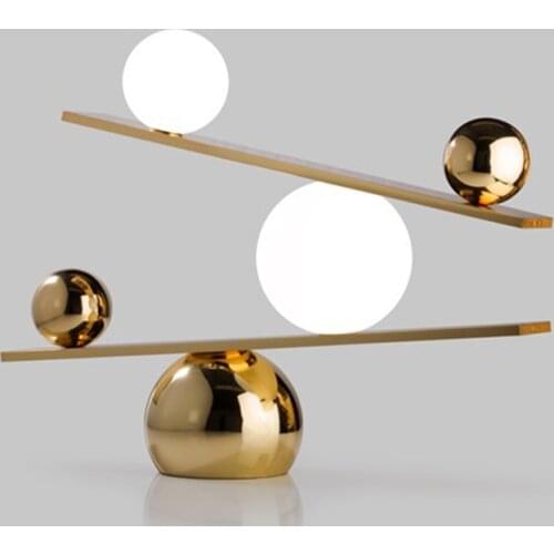 Marble LED Table Lights G9 Glass Ball Modern Black or Gold Simple Table Lamp For Bedroom Bedside Living Room Balance Desk Lights