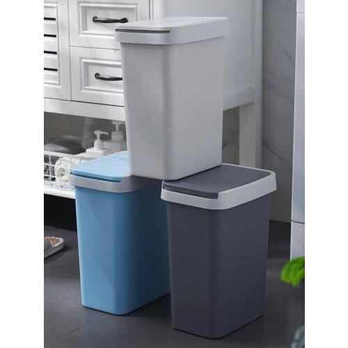 Nordic Hand-Pressed Trash Can With Lid Household Bathroom Living Room Rectangular Flip With Lid Toilet Kitchen Press Type