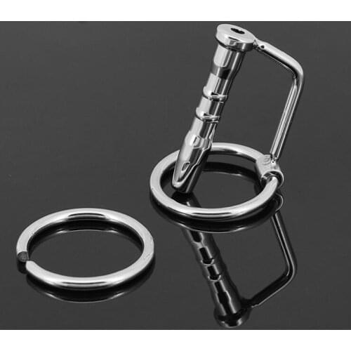 Male Stainless Steel Bondage Catheter Tube Cock Ring Urethral Sounding Stretching Stimulate Penis Plug Adult BDSM Sex Toy A025