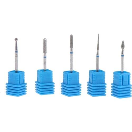 5pcs Steel Manicure Drill Accessories Nail Drill Bit Set, 3/32 Polish Tools Kit, Blue