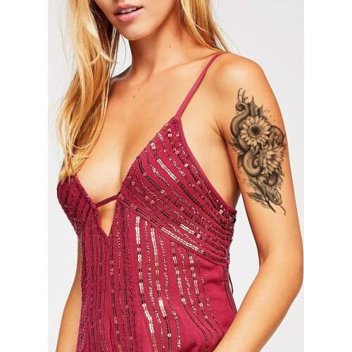 Snake Flower Plant Eye Leaves Waterproof Temporary Tattoo Sticker Sunflower Peony Black Tattoos Body Art Arm Sexy Fake Tatoo