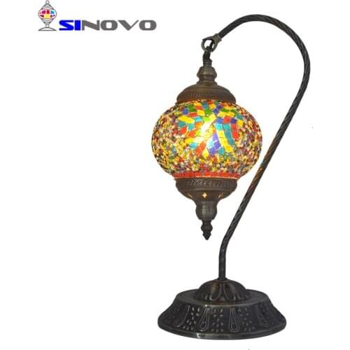 2019 Indoor Design Vintage Bedroom Reading Metal Mosaic Glass Table Lamp Lamp abajour