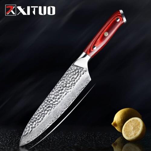 XITUO 7.5 In Damascus Chef Knife Handmade Forged 67 Layer Damascus Steel Blade Kitchen Cleaver Sashimi Knife with Black Gift Box