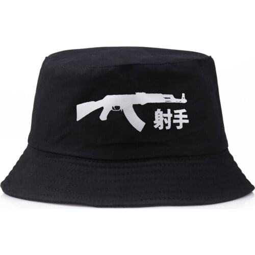 Summer bucket hat for men women hip hop gun with Gun fisherman hat Adult panama bob hat funny hat for girl boy