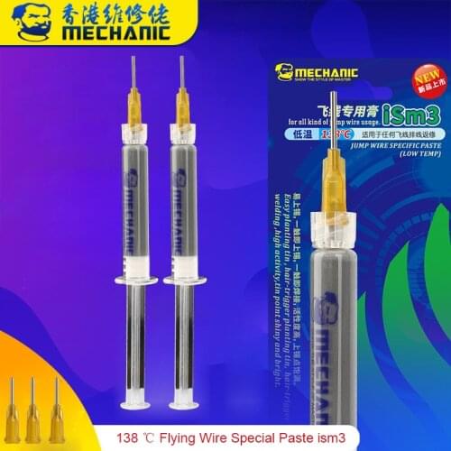 MECHANIC 3ML Jump Wire Specific Solder Paste Low Temperature 138℃ Solder Tin Paste for iPhone PCB BGA Rework Tool With 3 Needle
