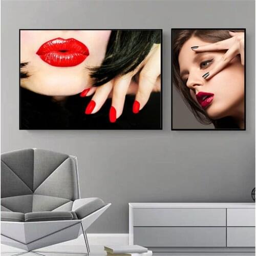 Colorful Nail Lips Salon Home Decor Nordic Canvas Painting Wall Art Modern Fashion Figure Posters and Prints for Girls Store