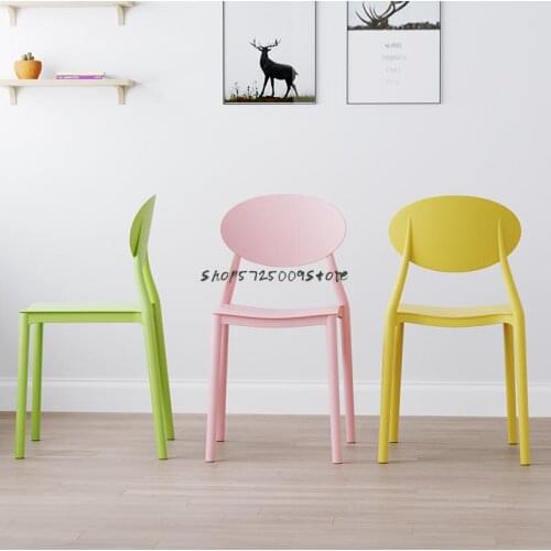 Nordic chair backrest household plastic dining chair girl bedroom net red pink makeup stool dressing modern minimalist