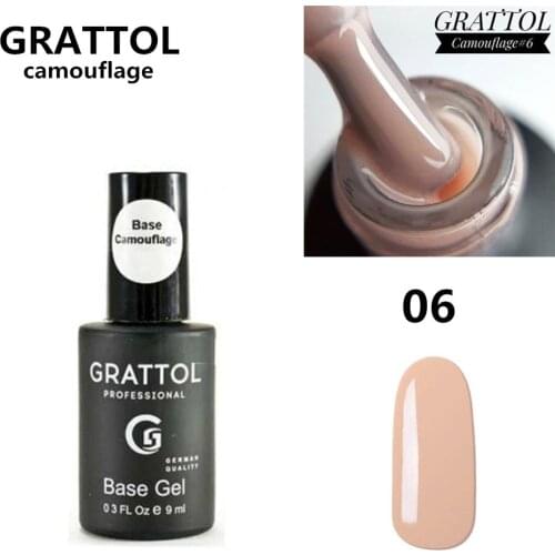 GRATTOL Professional 2 IN 1 Gel Nail Polish Camouflage 06 9ML Nude Jelly Translucent Rubber Base Gel Varnish Semi Permanent