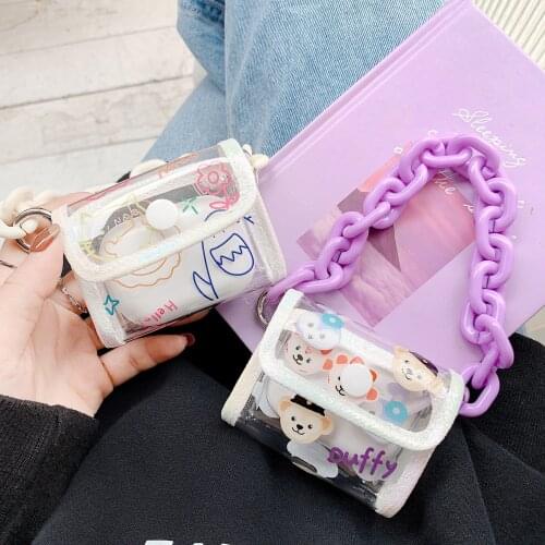 For Airpods Pro Case Purple Girl Bag with Bear Chai for AirPods 12 Silicone Shockproof Protective Cover Charging Box Accessories